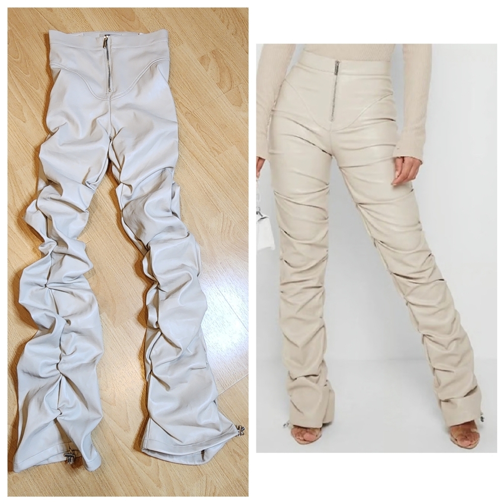 Maniere De Voir Cream Ruched Pants